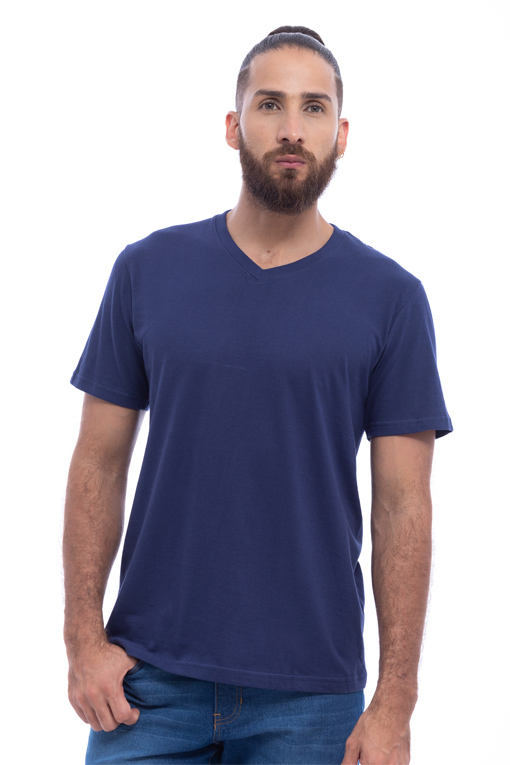 KEITH R (CAMISETA BASICA MANGA CORTA CUELLO EN V EN COLOR AZUL OSCURO)