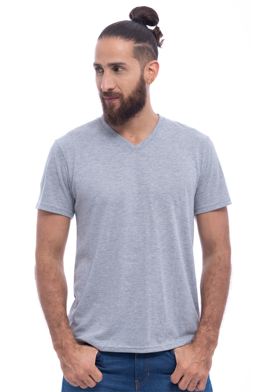 KEITH R (CAMISETA BASICA MANGA CORTA CUELLO EN V EN COLOR GRIS)